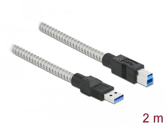 Delock, Kabel USB-A(m)->USB-B(m) 3.0 metalowy, srebrny, 2 m Delock