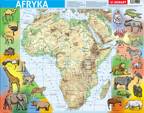 Demart, puzzle, Afryka, mapa fizyczna, 72 el. Demart