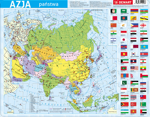 Demart, puzzle, Azja mapa polityczna, 72 el. Demart