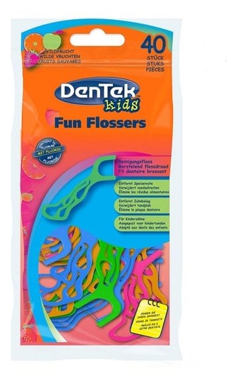 Dentek Kids fun flossers wykałaczki do zębów z nitką dla dzieci 40szt Dentek