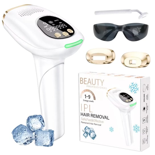 DEPILATOR LASEROWY IPL DO WŁOSÓW CIAŁA BIKINI BEZBOLESNY CHŁODZĄCY 2 NASADKI Kaneja Beauty