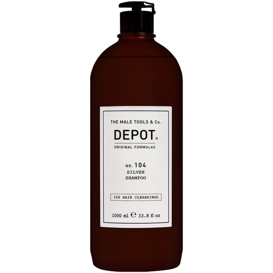 Depot, NO. 104 Silver, Szampon do włosów siwych i rozjaśnianych dla mężczyzn bez sls, z roślinnymi ekstraktami, 1000 ml Depot
