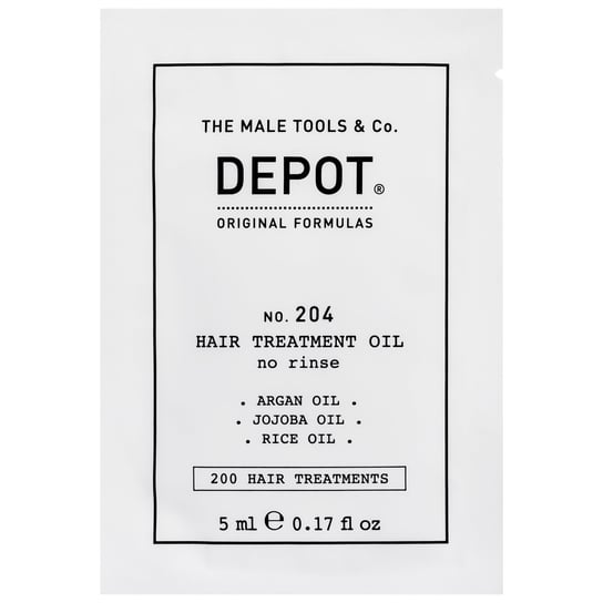 Depot NO. 204 Hair Treatment Oil, odżywczy olejek do pielęgnacji włosów dla mężczyzn, nabłyszcza, regeneruje, 5ml Depot