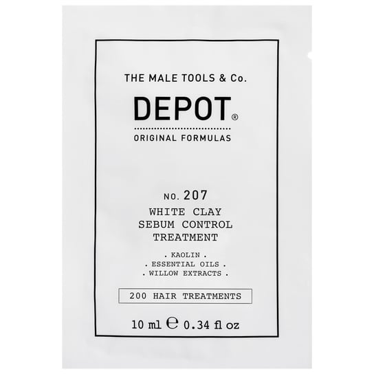 Depot No.207, White Clay, Glinka Do Włosów Przetłuszczających Się, 10ml Depot