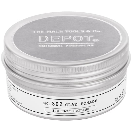 Depot, NO. 302 Clay Pomade, Kremowa pomada z glinką do stylizacji męskich włosów z kaolinem i gliceryną, 75 ml Depot