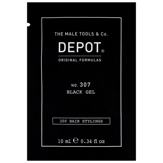 Depot, NO. 307 Black Gel, Czarny żel do modelowania włosów, zapewnia tymczasowe pokrycie siwizny z gliceryną, 10 ml Depot