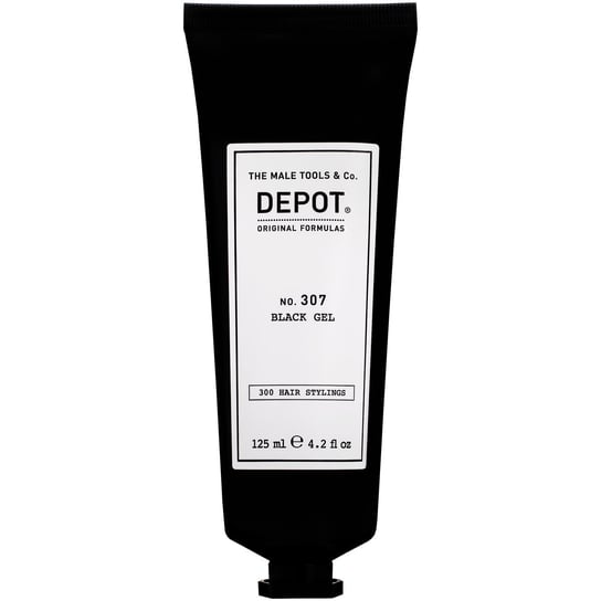 Depot, NO. 307 Black Gel, Czarny żel do modelowania włosów, zapewnia tymczasowe pokrycie siwizny z gliceryną, 125 ml Depot