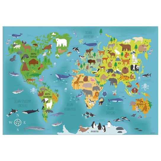 Derform, Podkład oklejany mapa świata Zwierzęta Derform