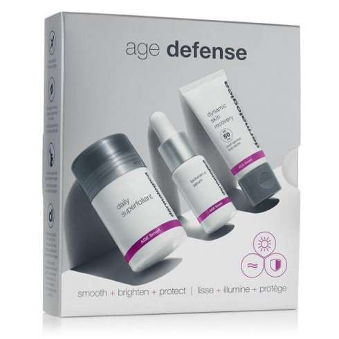 Dermalogica Age Defense Kit Zestaw przeciw starzeniu się skóry: puder złuszczający 13g + rozjaśniające serum z witaminą C 10ml + przeciwzmarszczkowy krem ochronny SPF50 12ml Dermalogica