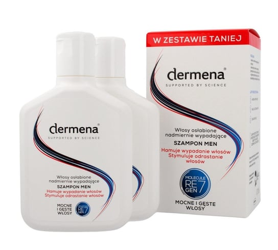 Dermen, Supported By Science DUO Men, Szampon hamujący wypadanie włosów 2 szt., 200 ml Dermena