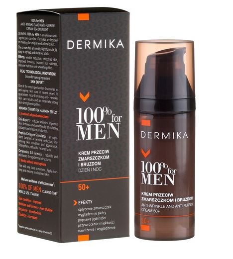 Dermika 100% For Men, Krem Przeciw Zmarszczkom I Bruzdom 50+, 50ml Dermika