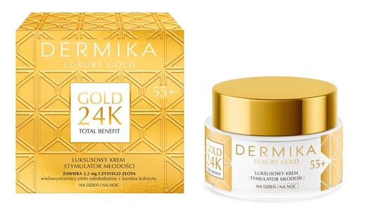 Dermika, Gold 24K Total Benefit, Rekonstruktor młodości 65+, luksusowy krem dzień/noc, 50 ml Dermika