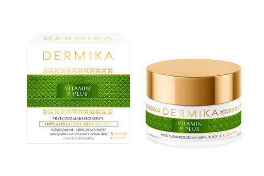 Dermika Vitamin P Plus, Przeciwzmarszczkowy Hipoalergiczny Krem Tłusty, Dzień I Noc, 50 Ml Dermika
