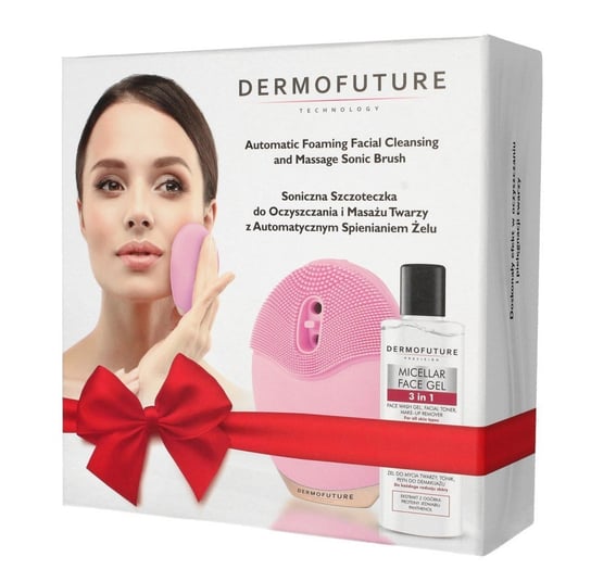 Dermofuture, Technology, Szczoteczka soniczna do twarzy ze spieniaczem różowa + żel 1op. DermoFuture