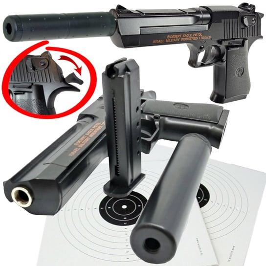Desert Eagle Pistolet Metalowy Na Kulki 6mm Replika ASG + Tłumnik Inna marka
