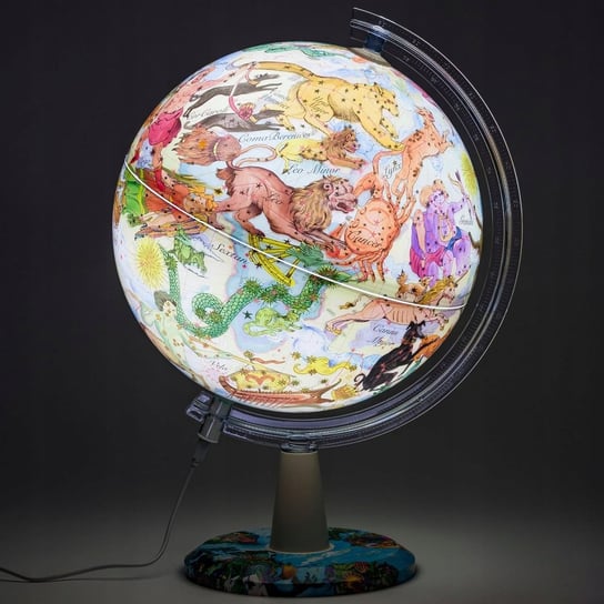 DESIGNERSKI Globus ZNAKI MAPA ZODIAKU śr. 30 cm PODŚWIETLANY LED Exerz