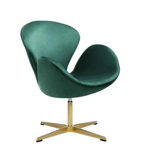 Designerski, zielony fotel na złotej nodze do salonu Pallero