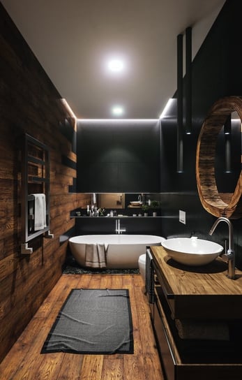 Designerskie lustro do łazienki w drewnianej ramie LUKlight
