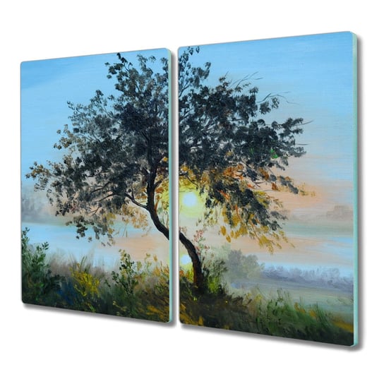 Deska 2x30x52 cm Drzewo niebo słońce z nadrukiem, Coloray Coloray