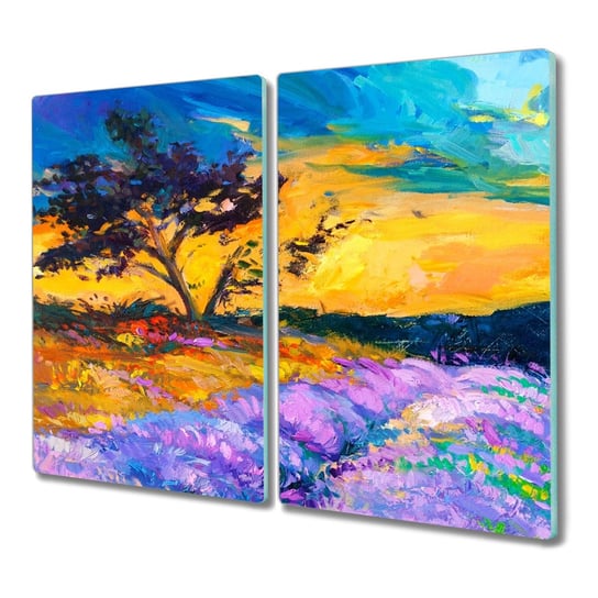 Deska 2x30x52 Drzewo niebo zachód słońca z grafiką, Coloray Coloray