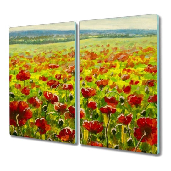 Deska 2x30x52 Malarstwo kwiaty łąka maki z grafiką, Coloray Coloray