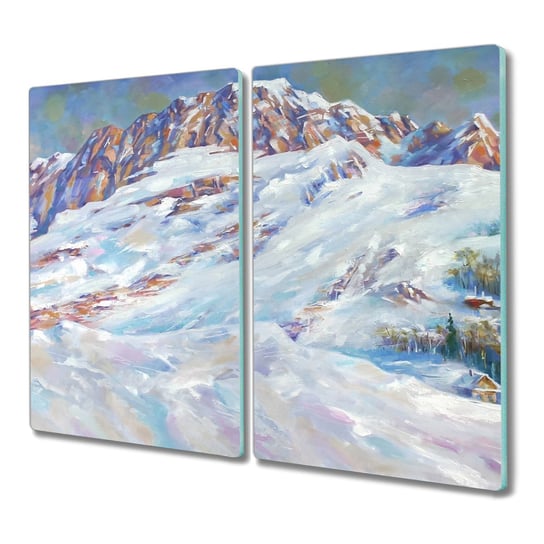 Deska 2x30x52 Malarstwo zima góry śnieg nowoczesna, Coloray Coloray