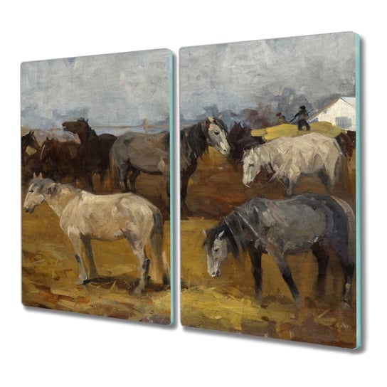 Deska 2x30x52 Malarstwo zwierzę konie do krojenia, Coloray Coloray