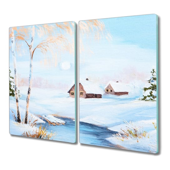 Deska 2x30x52 Zima śnieg chaty drzewa do krojenia, Coloray Coloray
