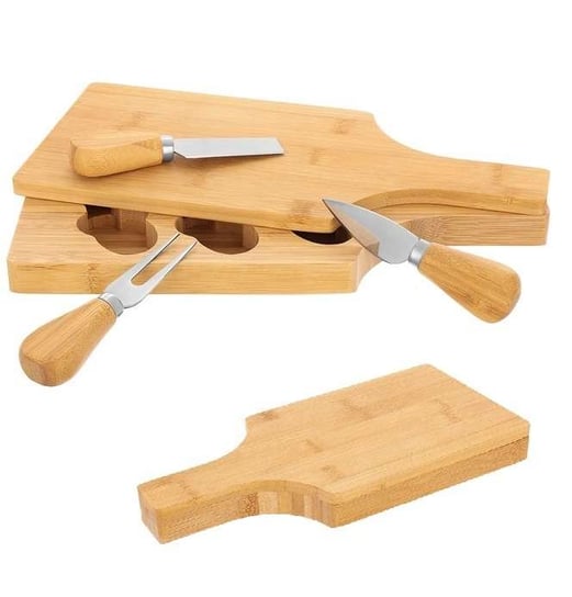 Deska bambusowa do serwowania serów+komplet noży Household