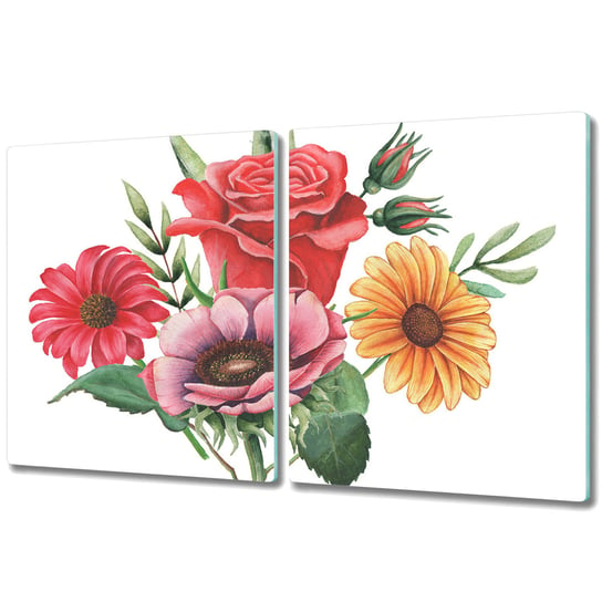 Deska Do Krojenia ze Szkła Hartowanego - 2x 40x52 cm - Bukiet kwiatów Coloray
