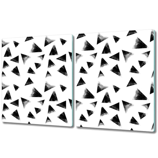 Deska Do Krojenia ze Szkła Hartowanego - 2x 40x52 cm - Czarno-białe trójkąty Nowoczesny wzór Coloray