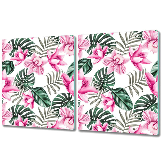 Deska Do Krojenia ze Szkła Hartowanego - 2x 40x52 cm - Różowy Ogród Coloray