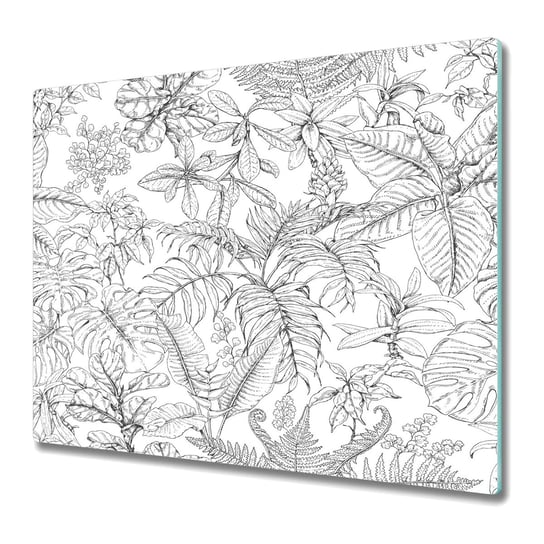 Deska Do Krojenia ze Szkła Hartowanego 60x52 cm - Szkic tropikalny rysunek Coloray