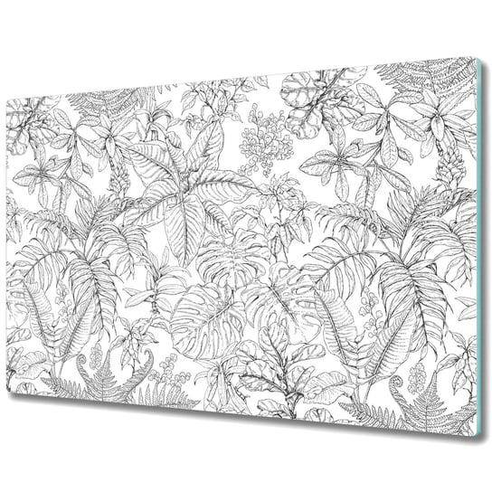 Deska Do Krojenia ze Szkła Hartowanego - Szkic tropikalny rysunek - 80x52 cm Coloray
