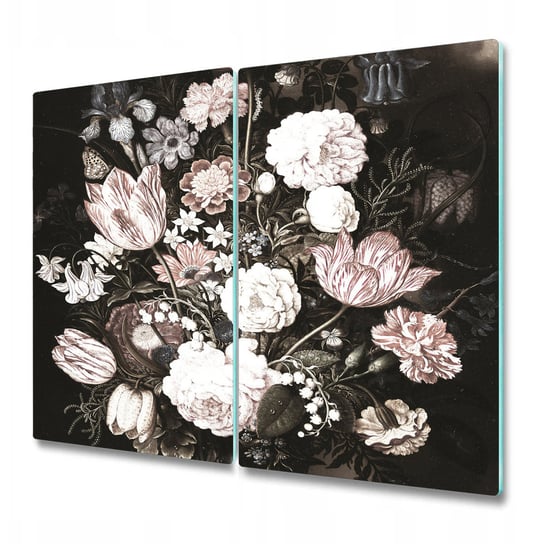 Deska Do Krojenia ze Szkła Hartowanego - Vintage kwiaty - 2x30x52 cm Coloray
