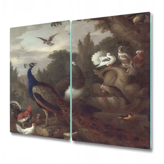 Deska Do Krojenia ze Szkła Hartowanego - Wiejskie ptaki - 2x30x52 cm Coloray
