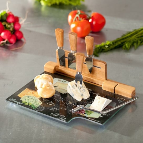 Deska do sera z przyborami do krojenia DEKORIA World of cheese, 31,5x20 cm Dekoria