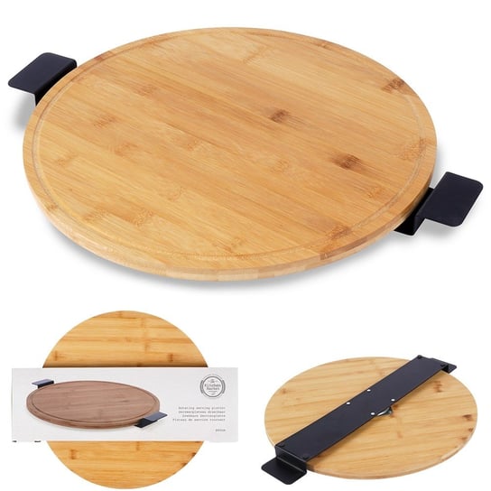 Deska Do Serwowania Przekąsek Wędlin Serów Pizzy Obrotowa Bambusowa 39,5 cm EH Excellent Houseware