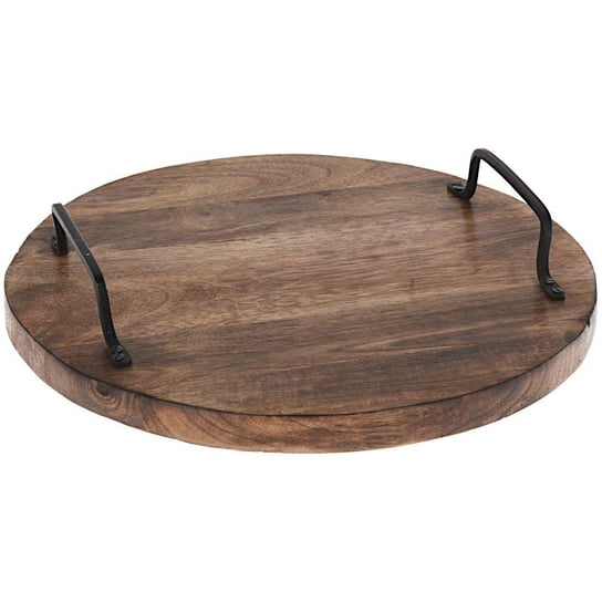 Deska kuchenna drewniana MANGO do krojenia serwowania okrągła 30 cm taca z uchwytami Vilde