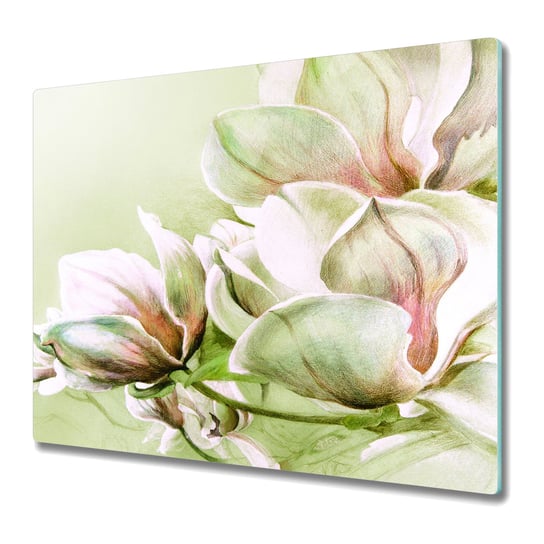 Deska Kuchenna z Printem 60x52 cm - Kwiaty magnolii natura Coloray