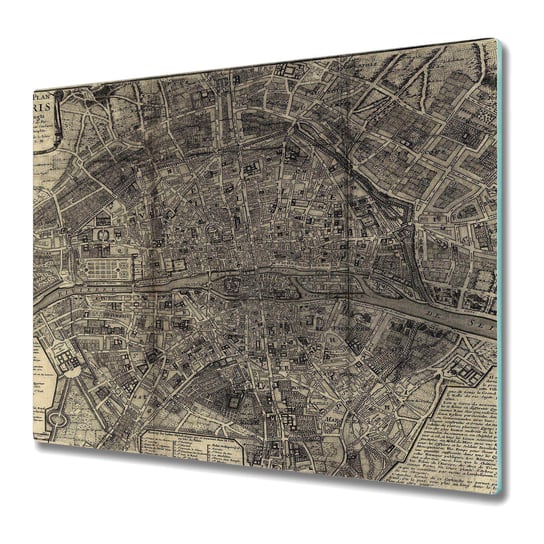 Deska Kuchenna z Printem 60x52 cm - Stara mapa Paryża Coloray