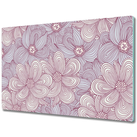 Deska Kuchenna z Printem - Różowe kwiaty styl Doodle - 80x52 cm Coloray