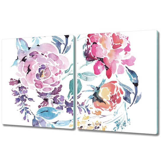 Deska Kuchenna z Wyjątkowym Printem - 2x 40x52 cm - Akwarela kwiatowa kompozycja Coloray