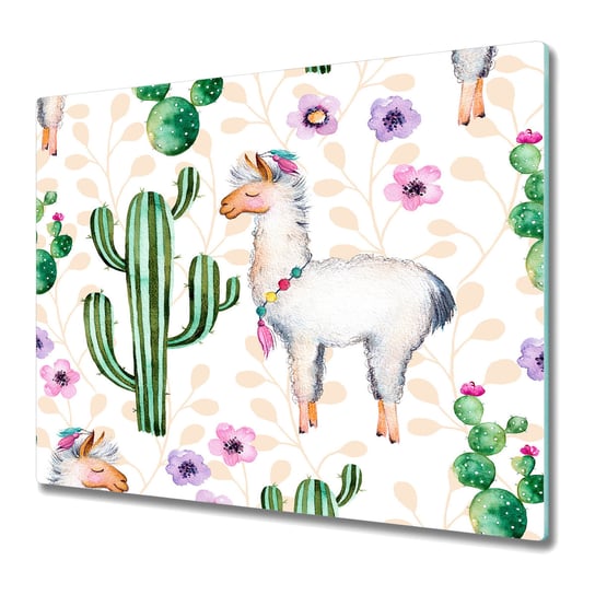 Deska Kuchenna z Wyjątkowym Printem 60x52 cm - Lama w kaktusach Coloray