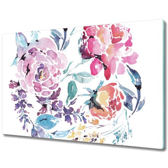 Deska Kuchenna z Wyjątkowym Printem - Akwarela kwiatowa kompozycja - 80x52 cm Coloray