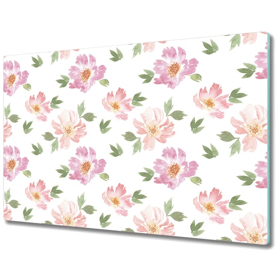 Deska Kuchenna z Wyjątkowym Printem - Akwarela różowe kwiaty - 80x52 cm Coloray