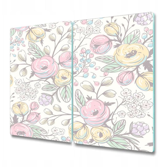 Deska Kuchenna z Wyjątkowym Printem - Kolorowe kwiaty ręcznie rysowane - 2x30x52 cm Coloray