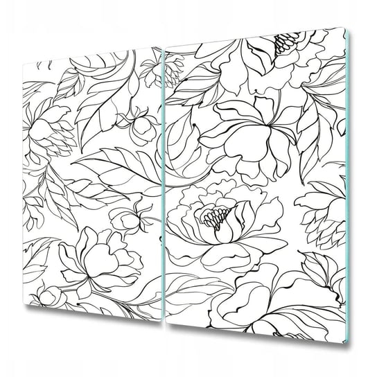 Deska Kuchenna z Wyjątkowym Printem - Kwiaty piwoni sam kontur - 2x30x52 cm Coloray