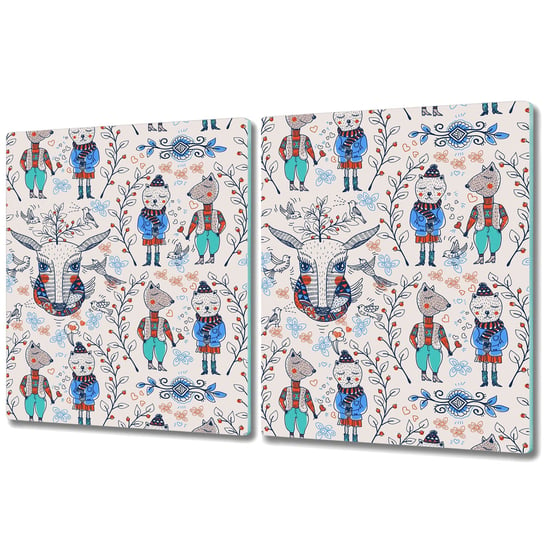 Deska Kuchenna ze Szkła Hartowanego - 2x 40x52 cm - Kreskówkowe zwierzęta Coloray