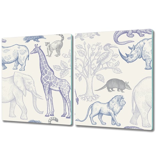 Deska Kuchenna ze Szkła Hartowanego - 2x 40x52 cm - Zwierzęta Madagaskar Coloray